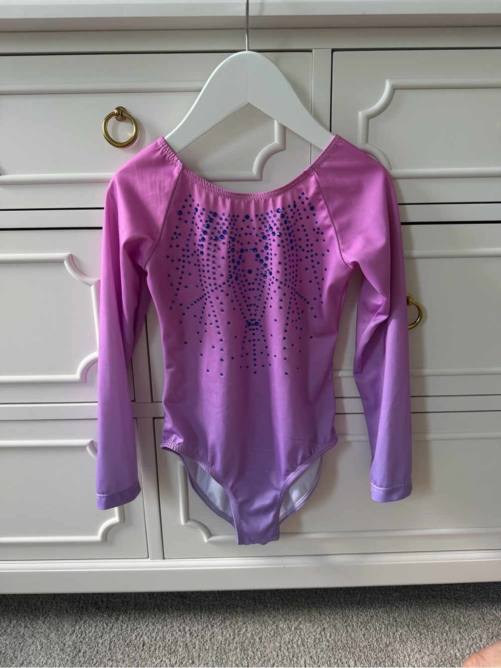Girls Pink Purple Ombre Long-Sleeve Dance Leotard